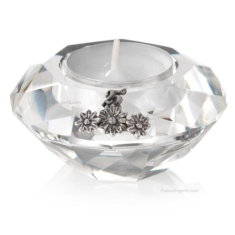 Silver wedding candle holder valenti & co. l cm 8 h 4 crystal candle