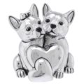 Bulldog couple with hearts