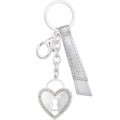 Heart keychain with white zirconia