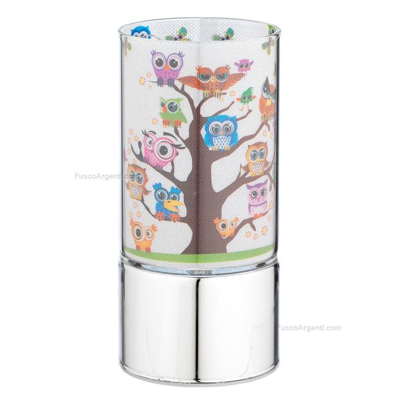 bagutta night lamp with owls on tree decor