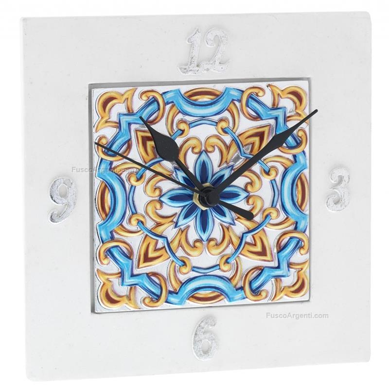 bagutta squared clock majolica