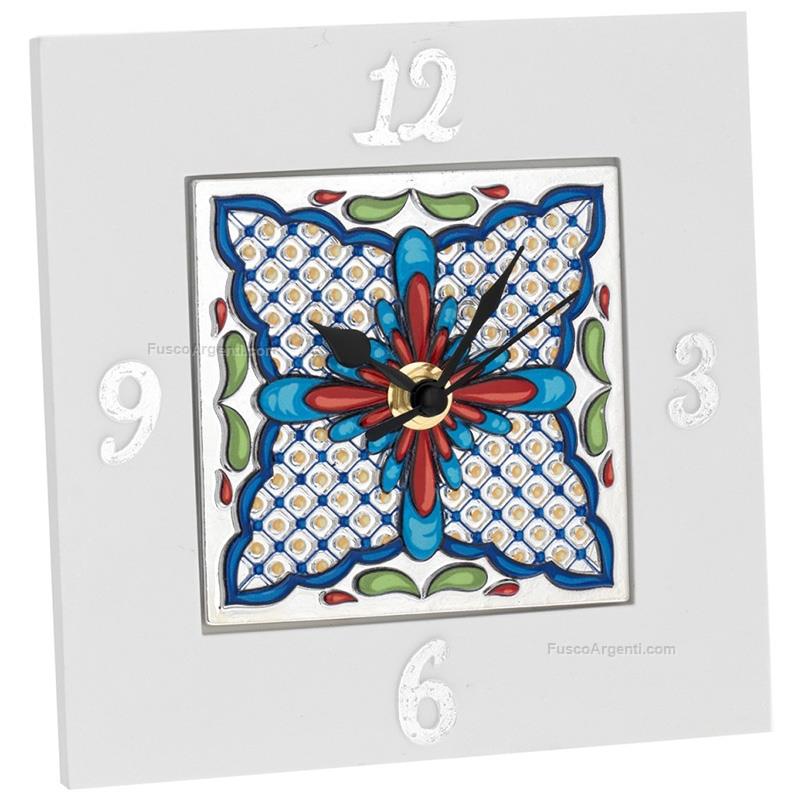 bagutta squared clock majolica