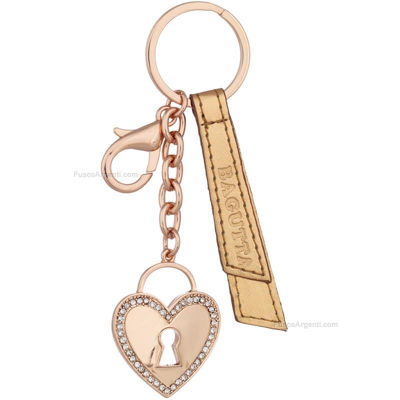bagutta heart keychain with white zirconia