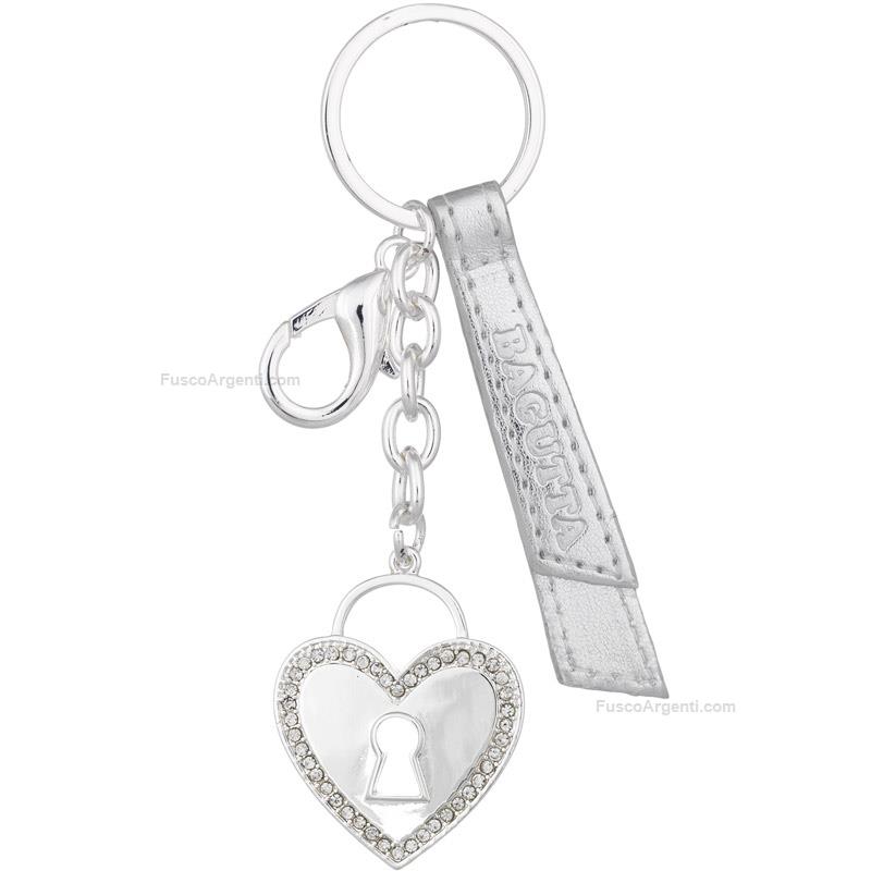 bagutta heart keychain with white zirconia