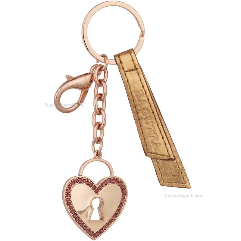 bagutta heart keychain with red zirconia