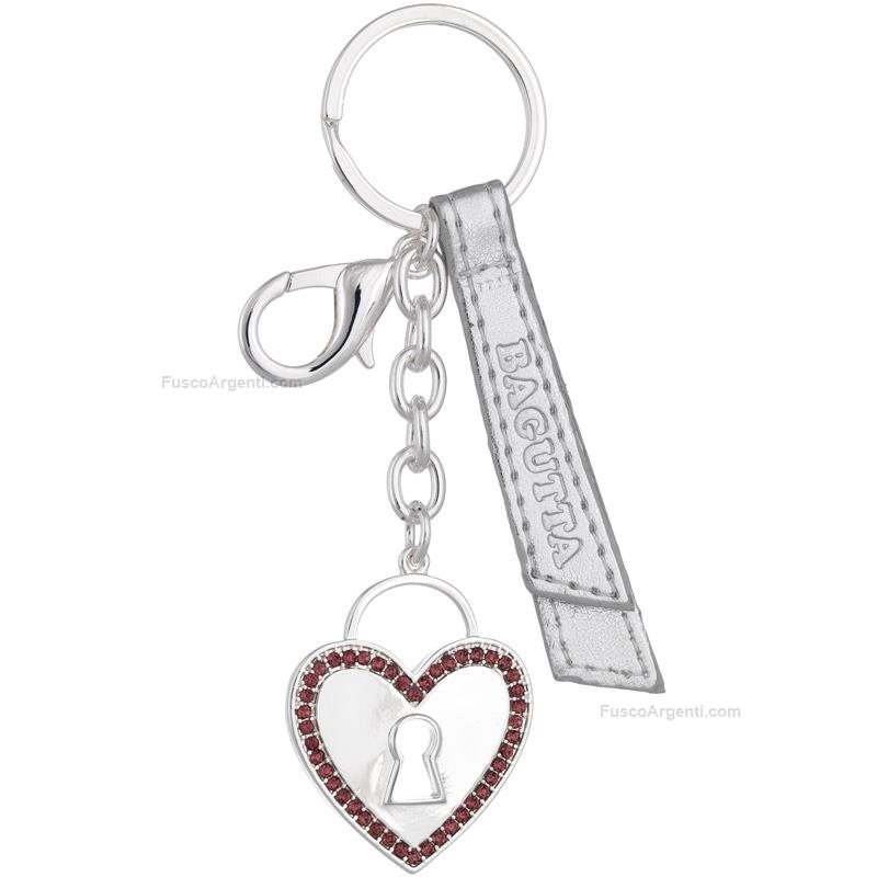 bagutta heart keychain with red zirconia