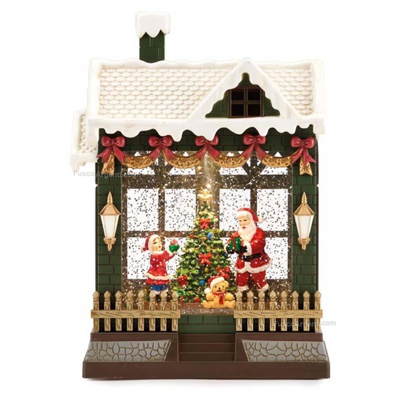 fade christmas santa's house snow globe