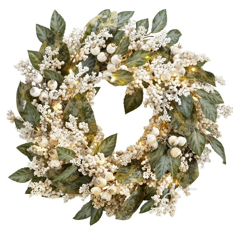 fade christmas garland white leaf