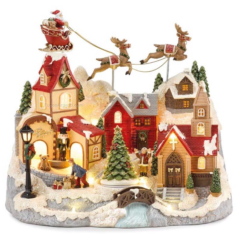 fade christmas xmas town with reindeers