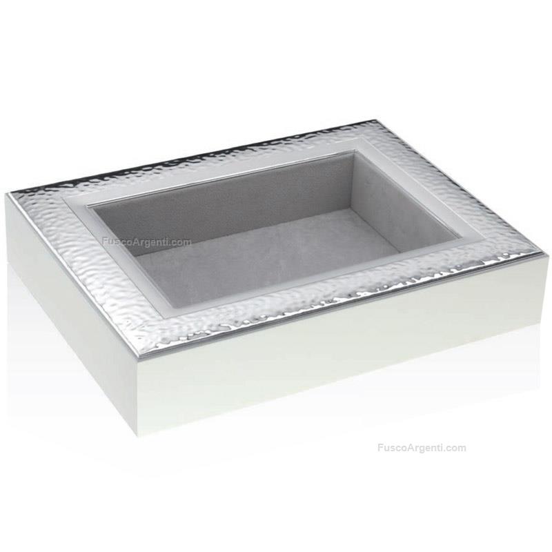 elite white wood coin tray