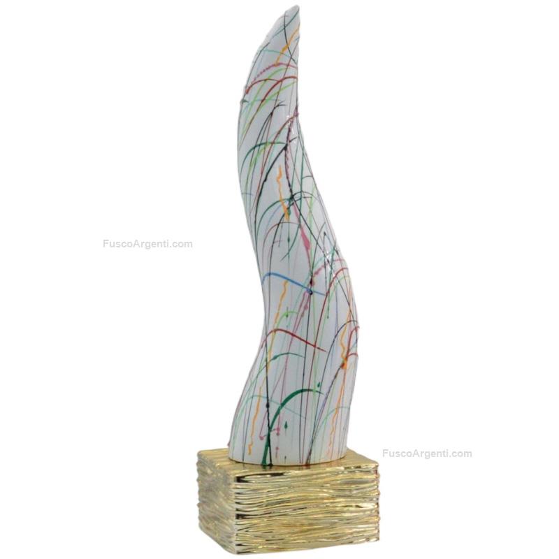 italian gift lucky horn on squared golden base