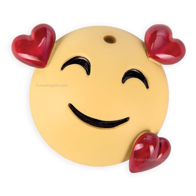 moda argenti ciondolo emoji smile con cuori