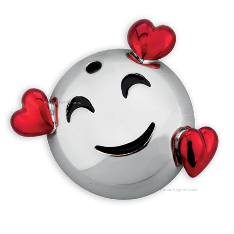 moda argenti ciondolo emoji smile con cuori