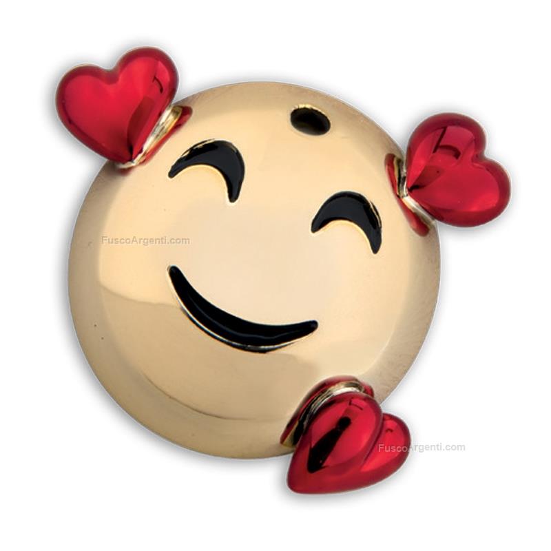 moda argenti ciondolo emoji smile con cuori