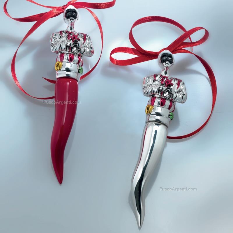 moda argenti lucky horn with pulcinella
