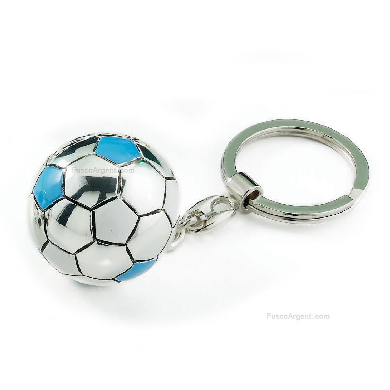 Portachiavi pallone da calcio moda argenti diam cm 4 - napoli resina  st187/mn resine argentate portachiavi offerta Fusco Argenti Gioielli