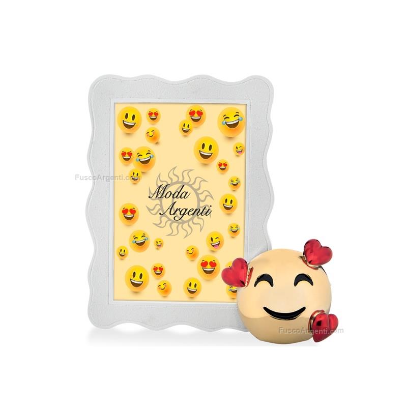 moda argenti portafoto emoji smile con cuori
