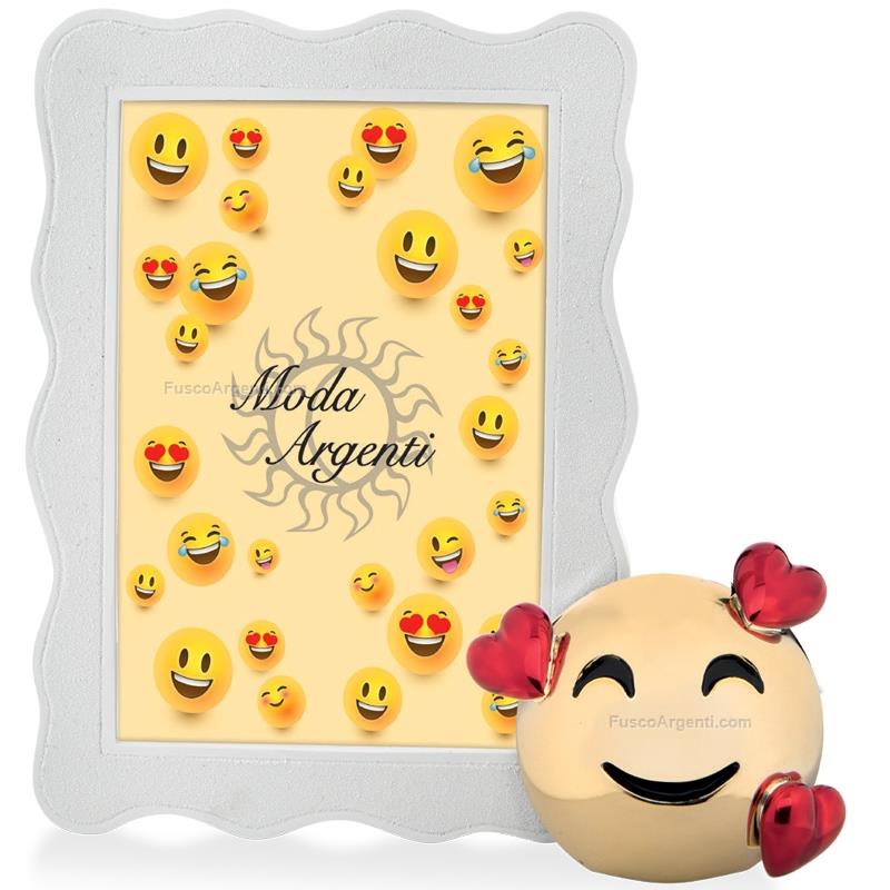 moda argenti portafoto emoji smile con cuori