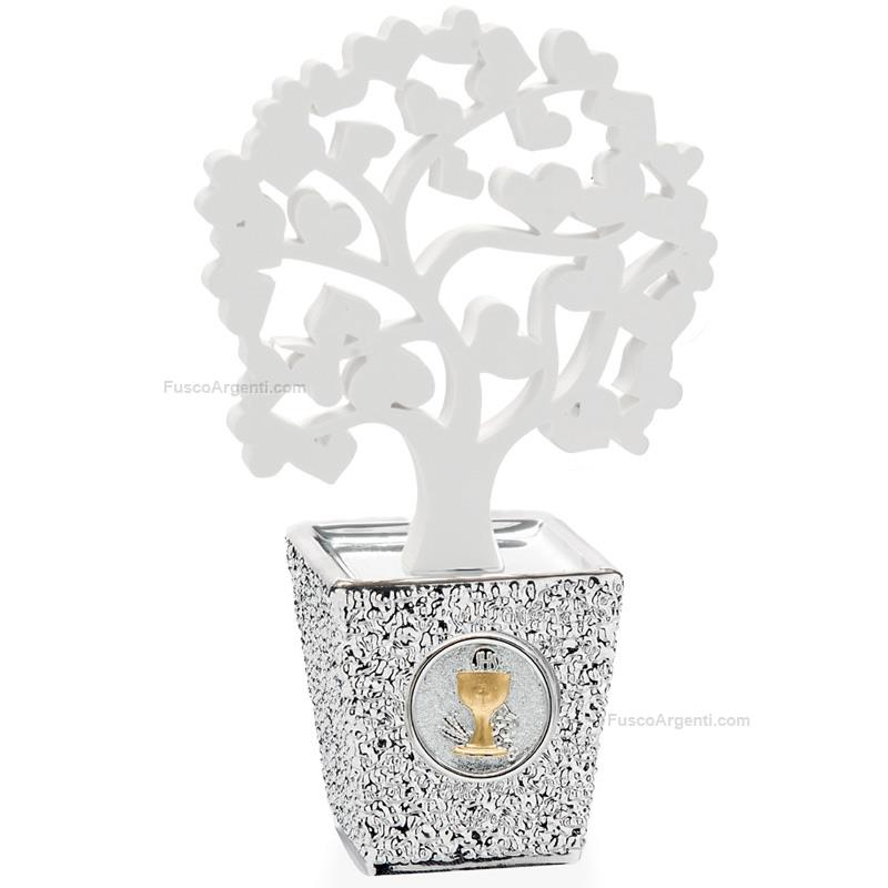 moda argenti vasetto comunione con albero bianco cuori