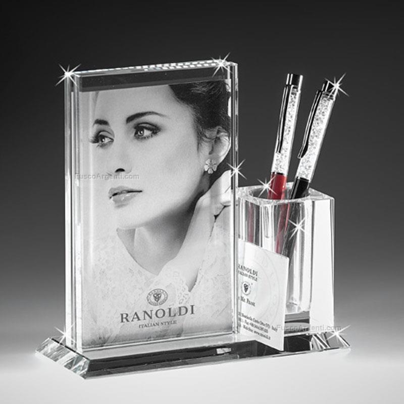 ranoldi crystal photoframe with pen holder
