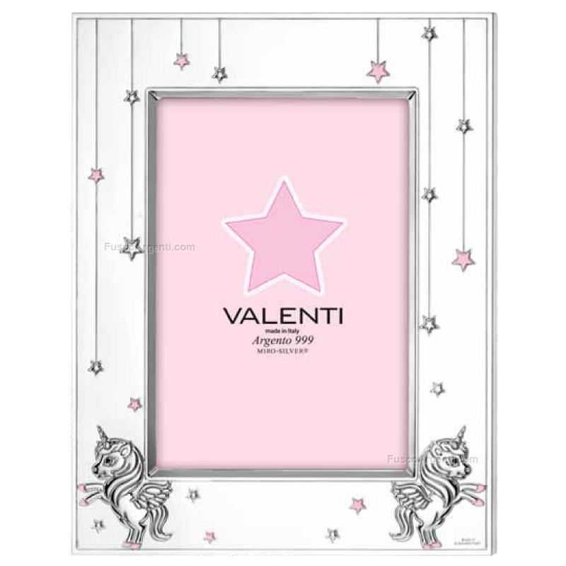 Cornice Portafoto Bimbo Valenti Argento Con Coccinella - 13x18 Cm Celeste, Ideale Prima Infanzia
