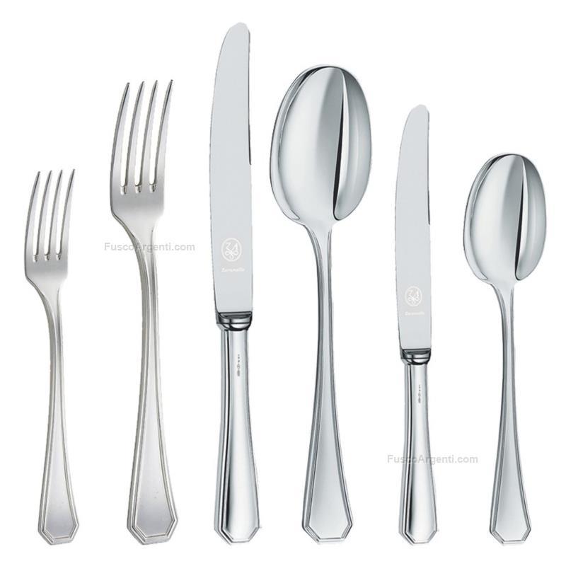 zaramella cutlery complete set octagonal style