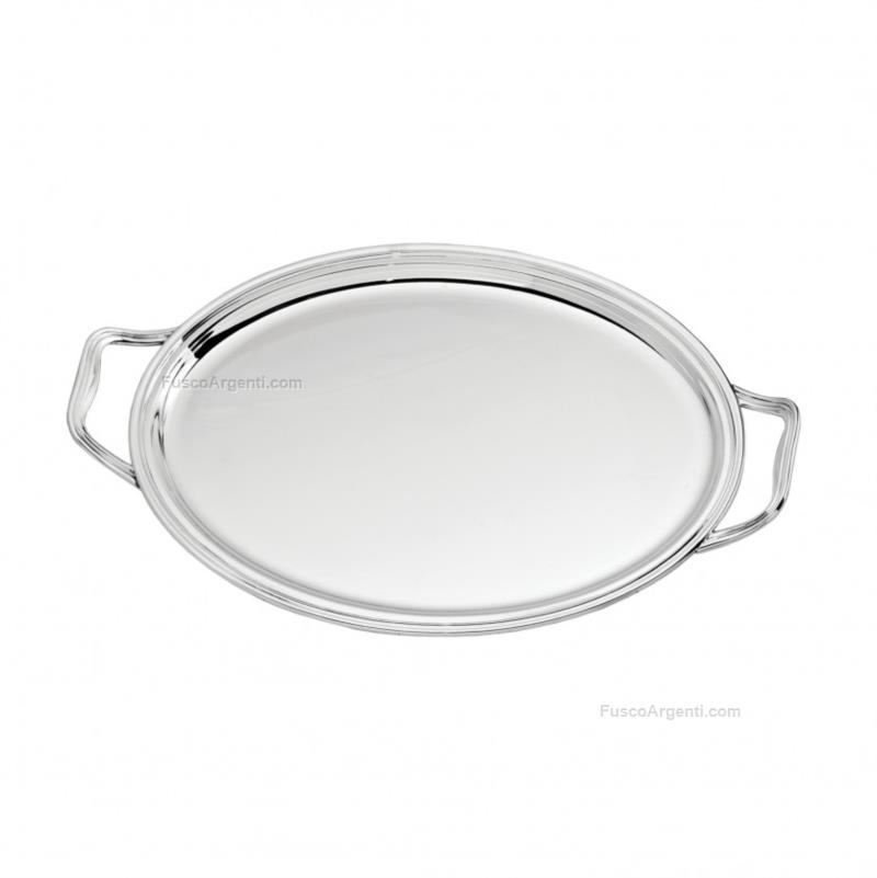 Vassoio in argento con manici zaramella cm 43x32 - inglese vassoio argento  925 manici stile inglese za00350-8 argenteria vassoi offerta Fusco Argenti  Gioielli